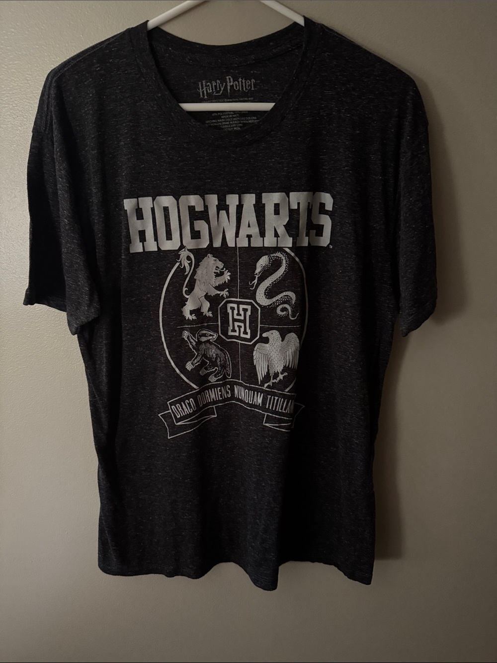 Warner Bros. Harry Potter Hogwarts Crest Tee - Charcoal & White